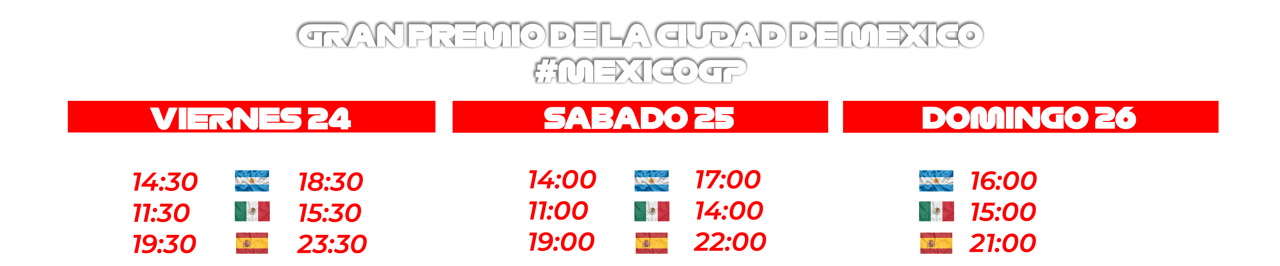 Horarios de las próximas carreras