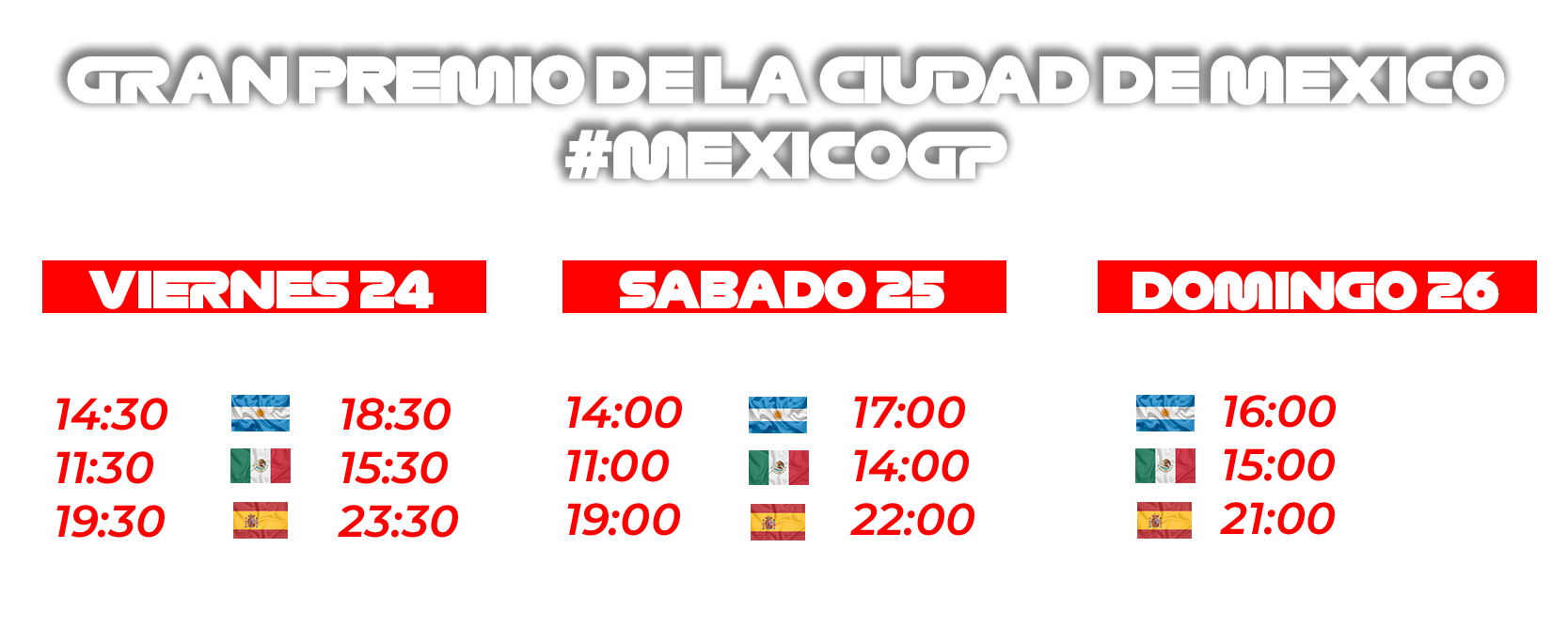 Horarios de las próximas carreras
